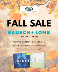 Graphic describing a sale for contact lenses.